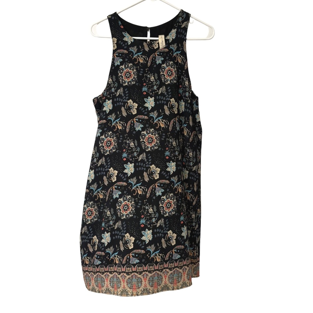 Allison Joy Black Floral Paisley‎ Sleeveless Mini Dress Women's Size Medium